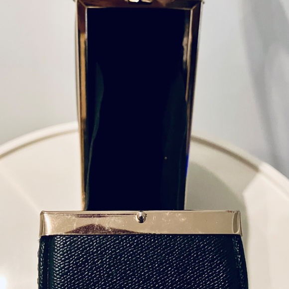 1960s-Style Black Circular Structured Handbag with Gold Hardware - Picture 6 of 9